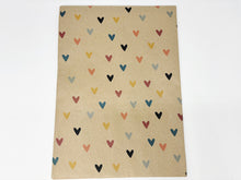 Load image into Gallery viewer, Multi-Coloured Hearts Recycled Kraft Wrapping Paper
