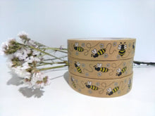 Load image into Gallery viewer, Bees and flower (brown) - Biodegradable Parcel Tape
