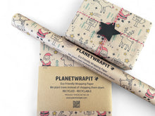 Load image into Gallery viewer, Christmas Rudolph and Santa Gift Wrap - Recycled Kraft Wrapping Paper