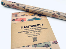 Load image into Gallery viewer, Racing Cars - Recycled Kraft Wrapping Paper
