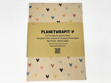 Load image into Gallery viewer, Multi-Coloured Hearts Recycled Kraft Wrapping Paper