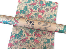 Load image into Gallery viewer, Christmas Dinosaur Recycled Wrapping Paper