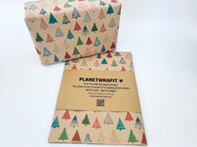 Load image into Gallery viewer, Colourful Christmas Trees Gift Wrap - Recycled Kraft Wrapping Paper