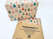 Load image into Gallery viewer, Colourful Christmas Trees Gift Wrap - Recycled Kraft Wrapping Paper