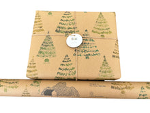 Load image into Gallery viewer, Green Christmas Trees - Recycled Kraft Wrapping Paper