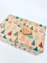 Load image into Gallery viewer, Colourful Christmas Trees Gift Wrap - Recycled Kraft Wrapping Paper
