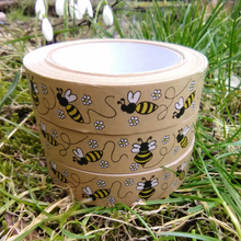 Load image into Gallery viewer, Bees and flower (brown) - Biodegradable Parcel Tape