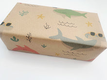 Load image into Gallery viewer, Sharks - Recycled Kraft Wrapping Paper