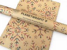 Load image into Gallery viewer, Christmas Rainbow Snowflake Wrap - Recycled Kraft Wrapping Paper