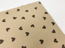 Load image into Gallery viewer, Retro Black Hearts - Recycled Kraft Wrapping Paper