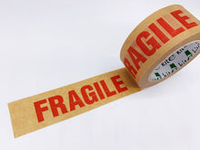 Load image into Gallery viewer, Brown Kraft Paper Recyclable Fragile Parcel Tape (50m x 50mm)