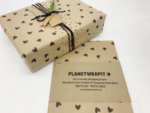 Load image into Gallery viewer, Retro Black Hearts - Recycled Kraft Wrapping Paper