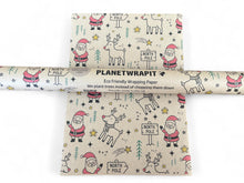 Load image into Gallery viewer, Christmas Rudolph and Santa Gift Wrap - Recycled Kraft Wrapping Paper
