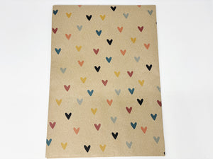 Multi-Coloured Hearts Recycled Kraft Wrapping Paper