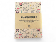 Load image into Gallery viewer, Christmas Rudolph and Santa Gift Wrap - Recycled Kraft Wrapping Paper
