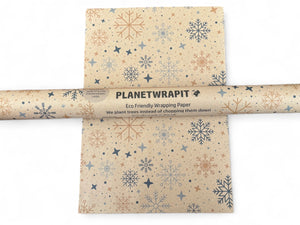 Christmas Snowflake Gift Wrap - Recycled Kraft Wrapping Paper