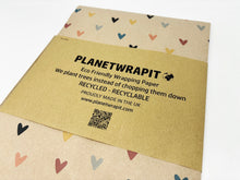 Load image into Gallery viewer, Multi-Coloured Hearts Recycled Kraft Wrapping Paper
