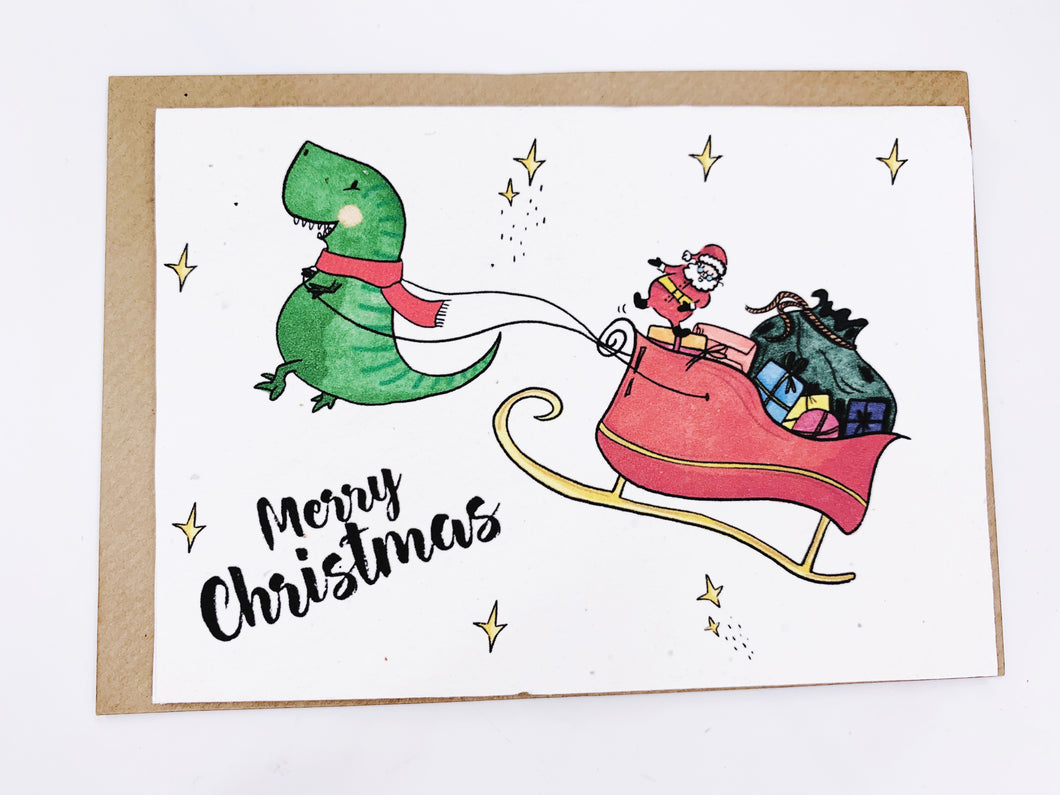 Christmas Dinosaurs - Plantable Christmas Seed Card