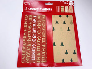 Recyclable Christmas Kraft Money Wallets (x4)