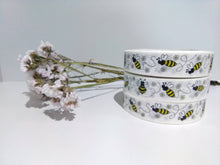 Load image into Gallery viewer, Bees and flower White (24mm x 50m) - Biodegradable Parcel Tape
