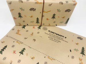 Christmas Woodland Friends Gift Wrap - Recycled Kraft Wrapping Paper