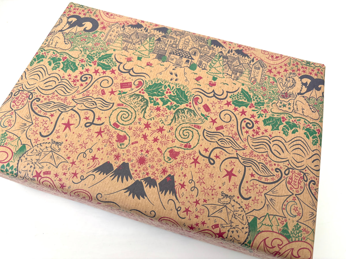 Christmas Dragon | Eco Friendly Recycled Kraft Wrapping Paper ...