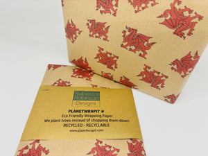 NEW Welsh Dragons - Recycled Kraft Wrapping Paper