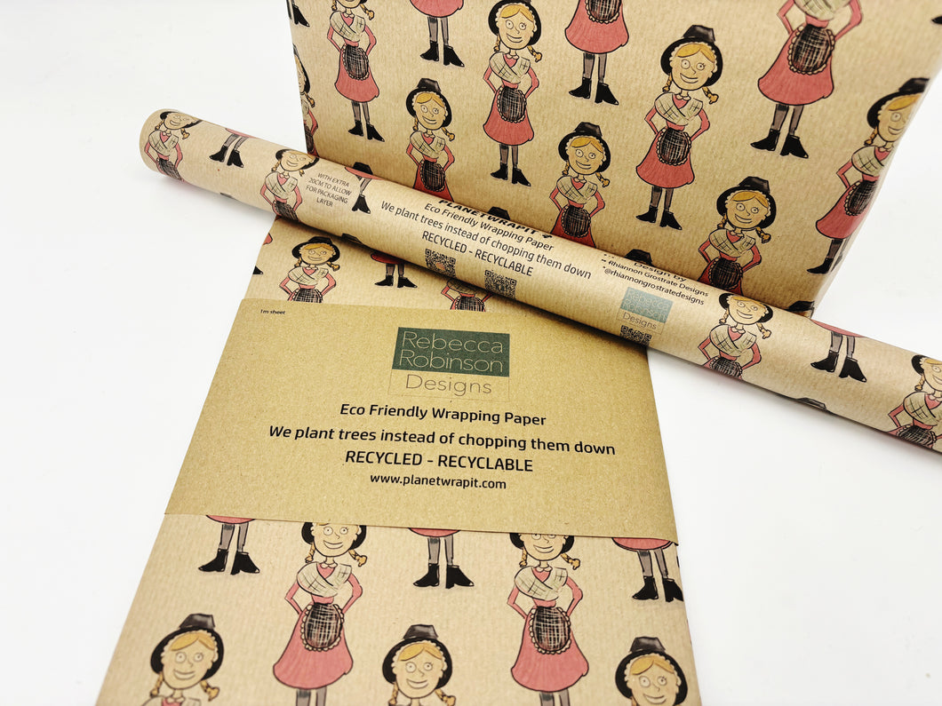 NEW Welsh Lady - Recycled Kraft Wrapping Paper