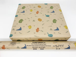 Christmas Dogs and Cats Snowball Gift Wrap - Recycled Kraft Wrapping Paper