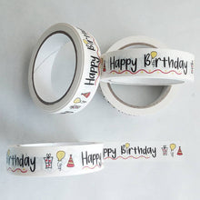 Load image into Gallery viewer, Happy Birthday Colourful (24mm x 50m) Biodegradable Parcel Tape
