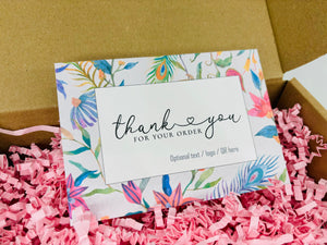 Customisable Thank you Card - Peacock Floral