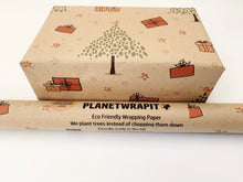 Load image into Gallery viewer, Christmas Trees and Presents Gift Wrap - Recycled Kraft Wrapping Paper
