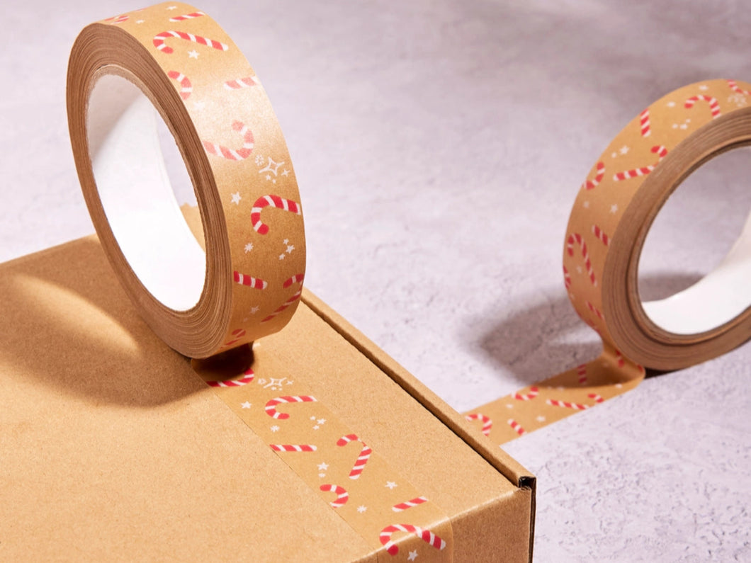 Candy Cane Tape (24mm x 50m) - Biodegradable Parcel Tape