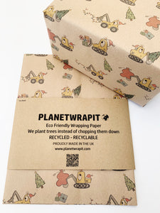 Christmas Diggers Gift Wrap - Recycled Kraft Wrapping Paper