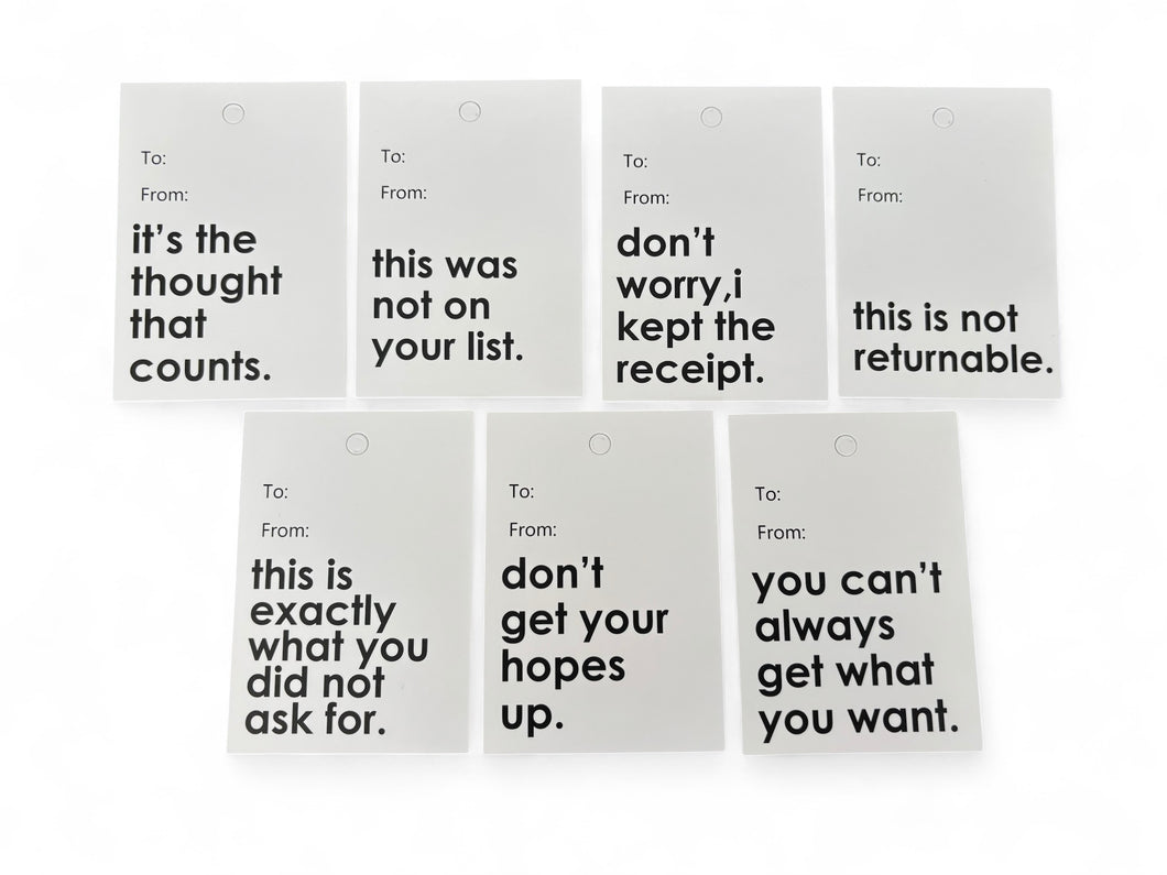 Sarcastic Gift Tags - Pack of 7