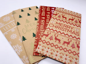Recyclable Christmas Kraft Money Wallets (x4)