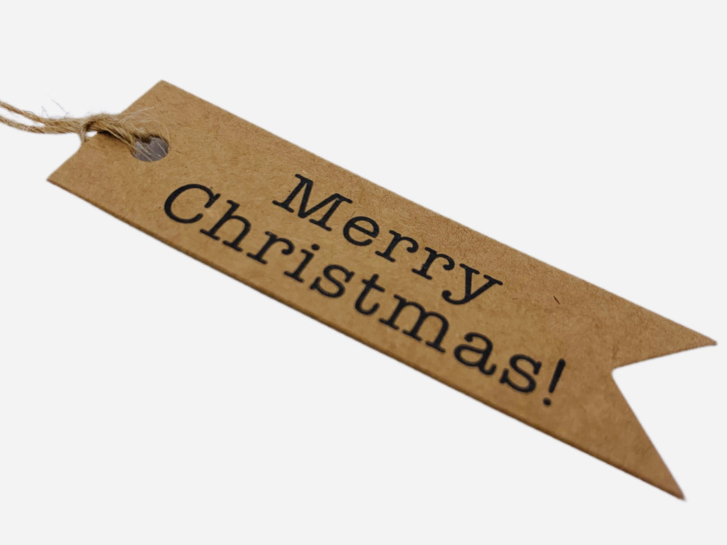Merry Christmas Mini Kraft Gift Tags - Pack of 10