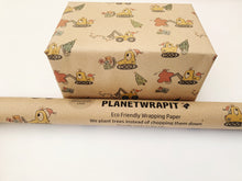 Load image into Gallery viewer, Christmas Diggers Gift Wrap - Recycled Kraft Wrapping Paper
