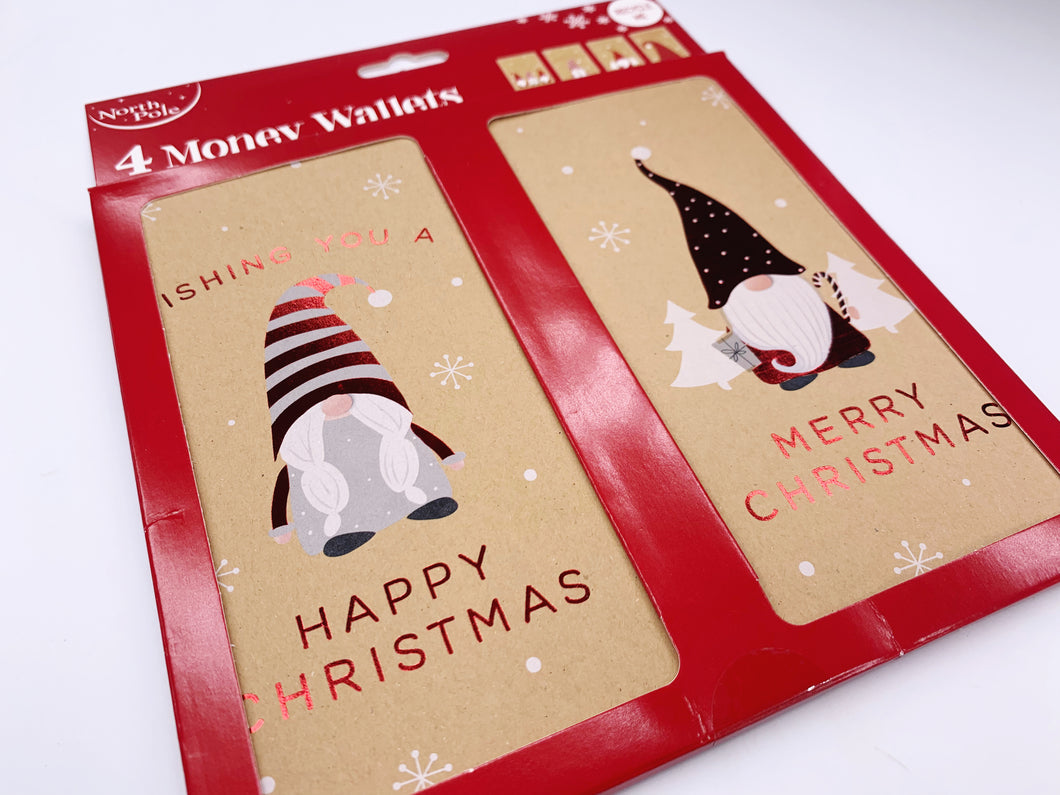 Recyclable Christmas Gonk Kraft Money Wallets (x4)