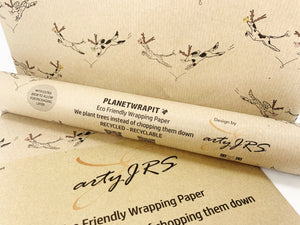 Christmas Reindeer Dogs Gift Wrap - Recycled Kraft Wrapping Paper