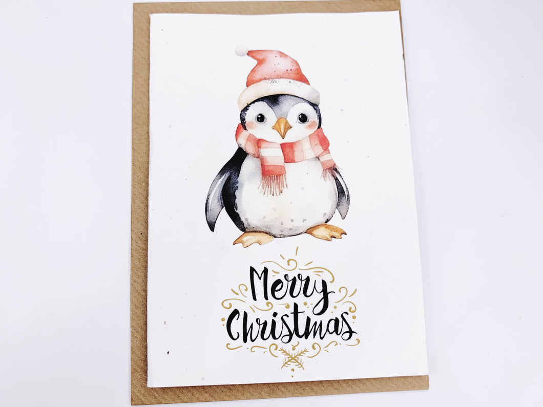 Christmas Penguin - Plantable Christmas Seed Card