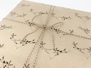 Christmas Reindeer Dogs Gift Wrap - Recycled Kraft Wrapping Paper