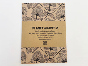 Black Floral - Recycled Kraft Wrapping Paper
