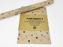 Load image into Gallery viewer, Multi-Coloured Hearts Recycled Kraft Wrapping Paper
