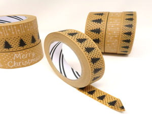 Black Snowy Christmas Tree Tape (24mm x 50mm) - Biodegradable Paper Tape