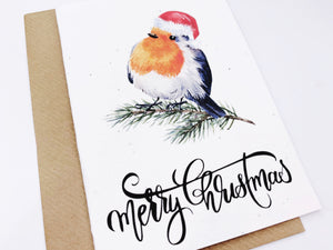 Christmas Robin 2 - Plantable Christmas Seed Card