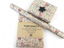 Load image into Gallery viewer, Christmas Rudolph and Santa Gift Wrap - Recycled Kraft Wrapping Paper

