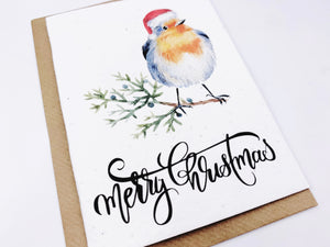 Christmas Robin 1 - Plantable Christmas Seed Card