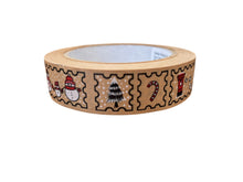 Load image into Gallery viewer, Brown Christmas Stamps Pattern - Biodegradable Paper Tape
