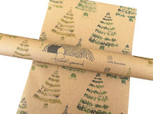 Load image into Gallery viewer, Green Christmas Trees - Recycled Kraft Wrapping Paper
